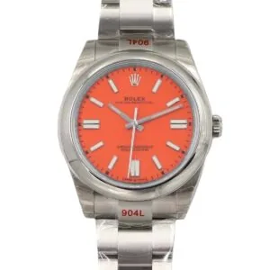 Oyster Perpetual 41mm esfera rojo coral 114300