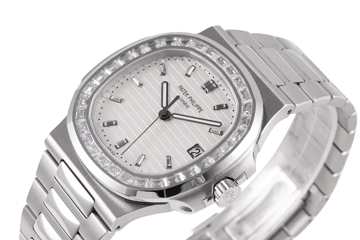 Nautilus Jumbo 5711/1A-011 cadran blanc lunette diamants – Image 2