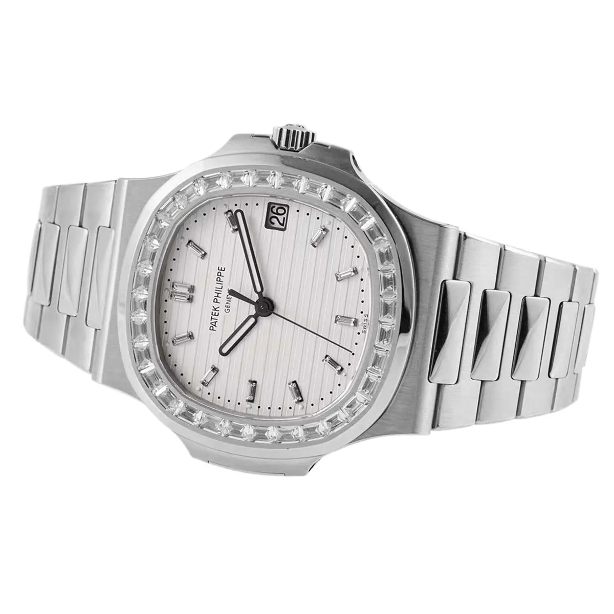 Nautilus Jumbo 5711/1A-011 cadran blanc lunette diamants – Image 3