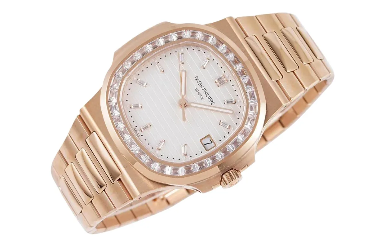 Nautilus Jumbo 5711/1R weißes Zifferblatt mit Diamantlünette – Bild 2