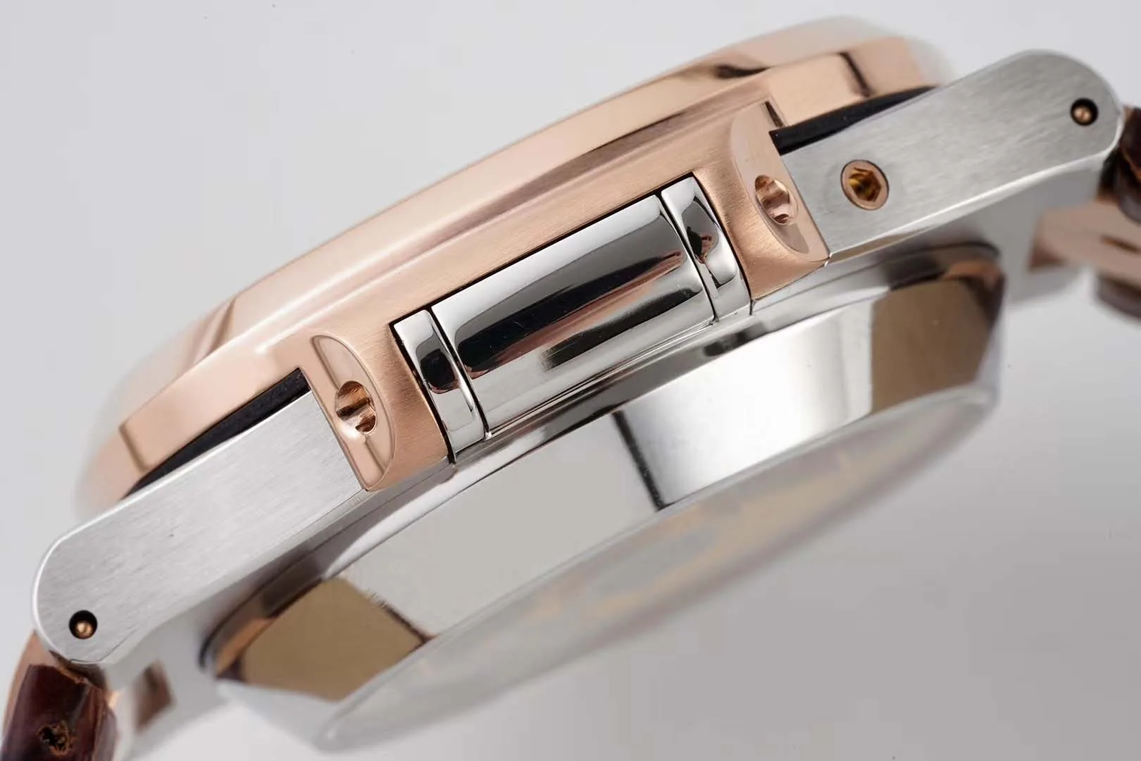 Nautilus cronografo 5980/1AR in acciaio e oro rosa su cinturino in pelle marrone - immagine 6