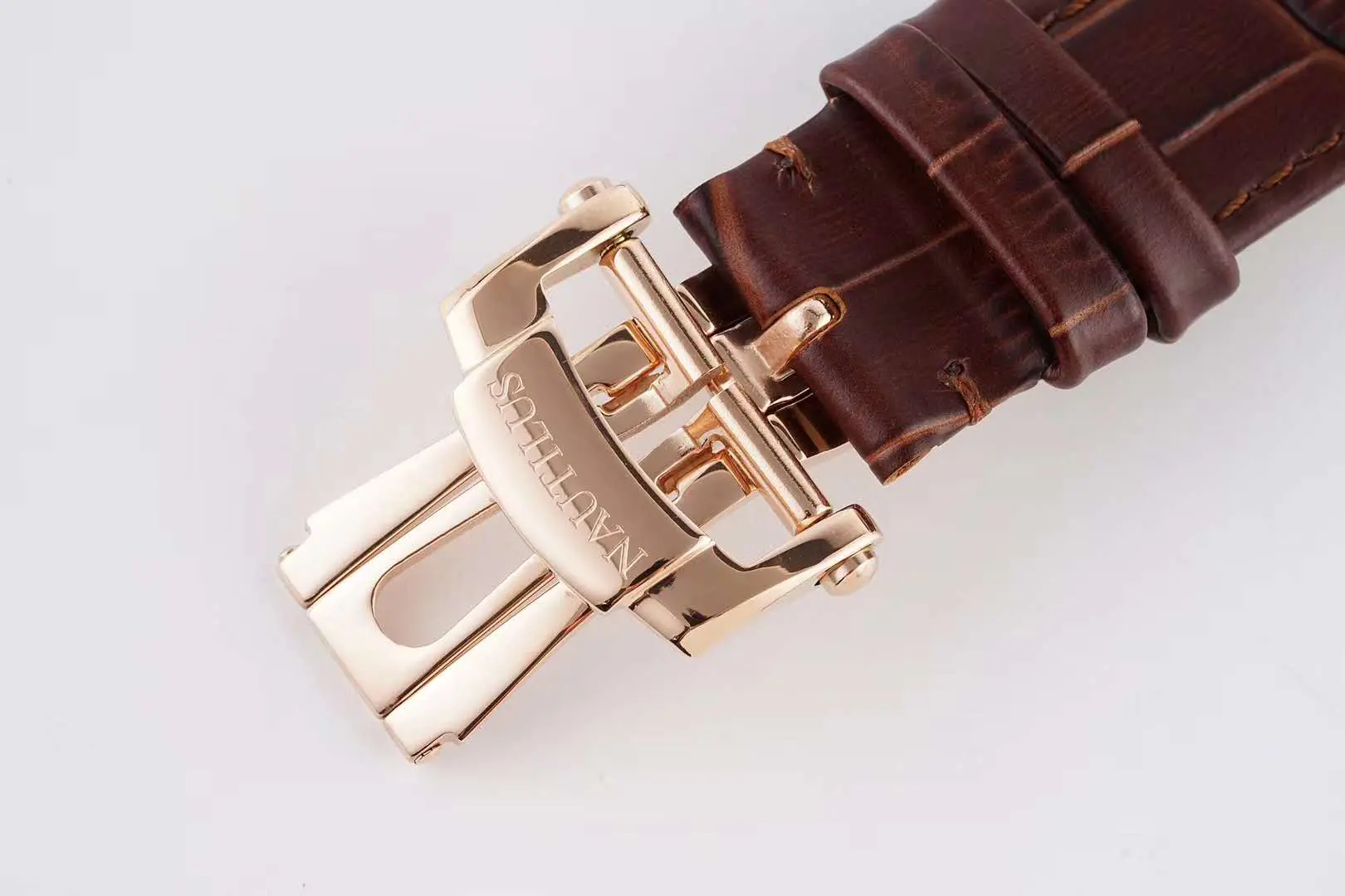Nautilus cronografo 5980/1AR in acciaio e oro rosa su cinturino in pelle marrone - immagine 7