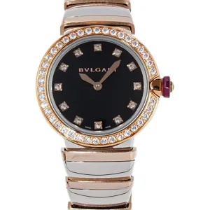 Lvcea Black Dial in Rose Gold/Steel with Diamond Bezel
