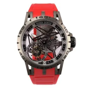 Excalibur Spider Skeleton Flying Tourbillon with Red Rubber Strap