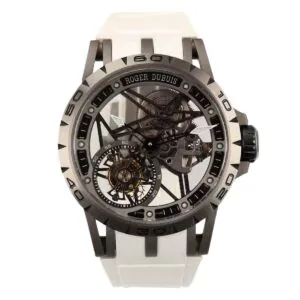 Excalibur Spider Skeleton Flying Tourbillon with White Rubber Strap