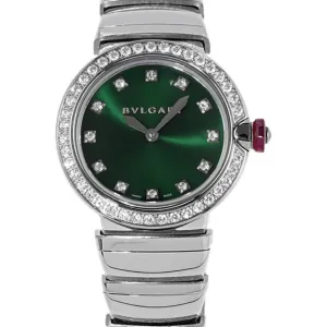 Lvcea Emerald Green Dial in Steel with Diamond Bezel