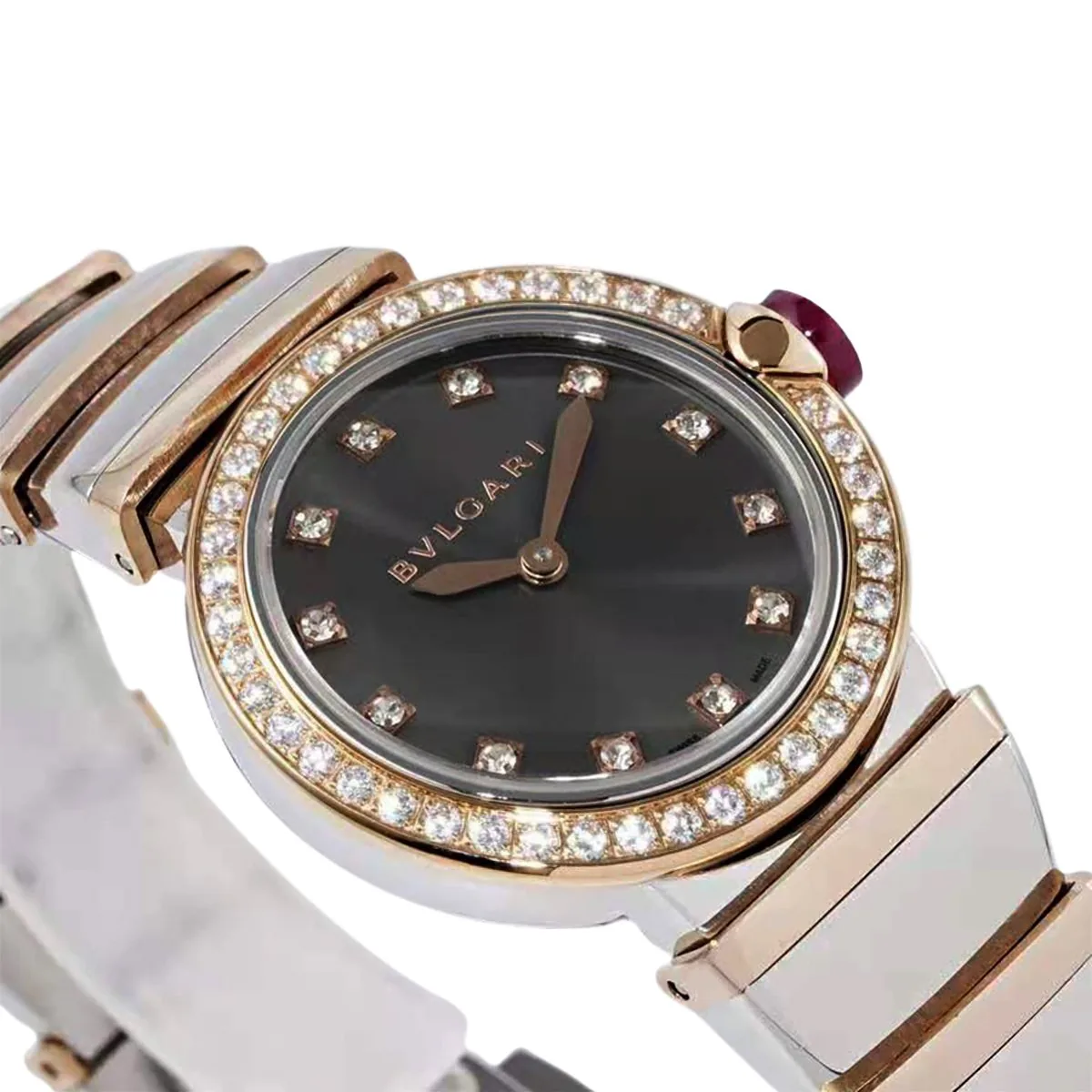 Lvcea quadrante grigio in oro rosa/acciaio con lunetta con diamanti - immagine 2