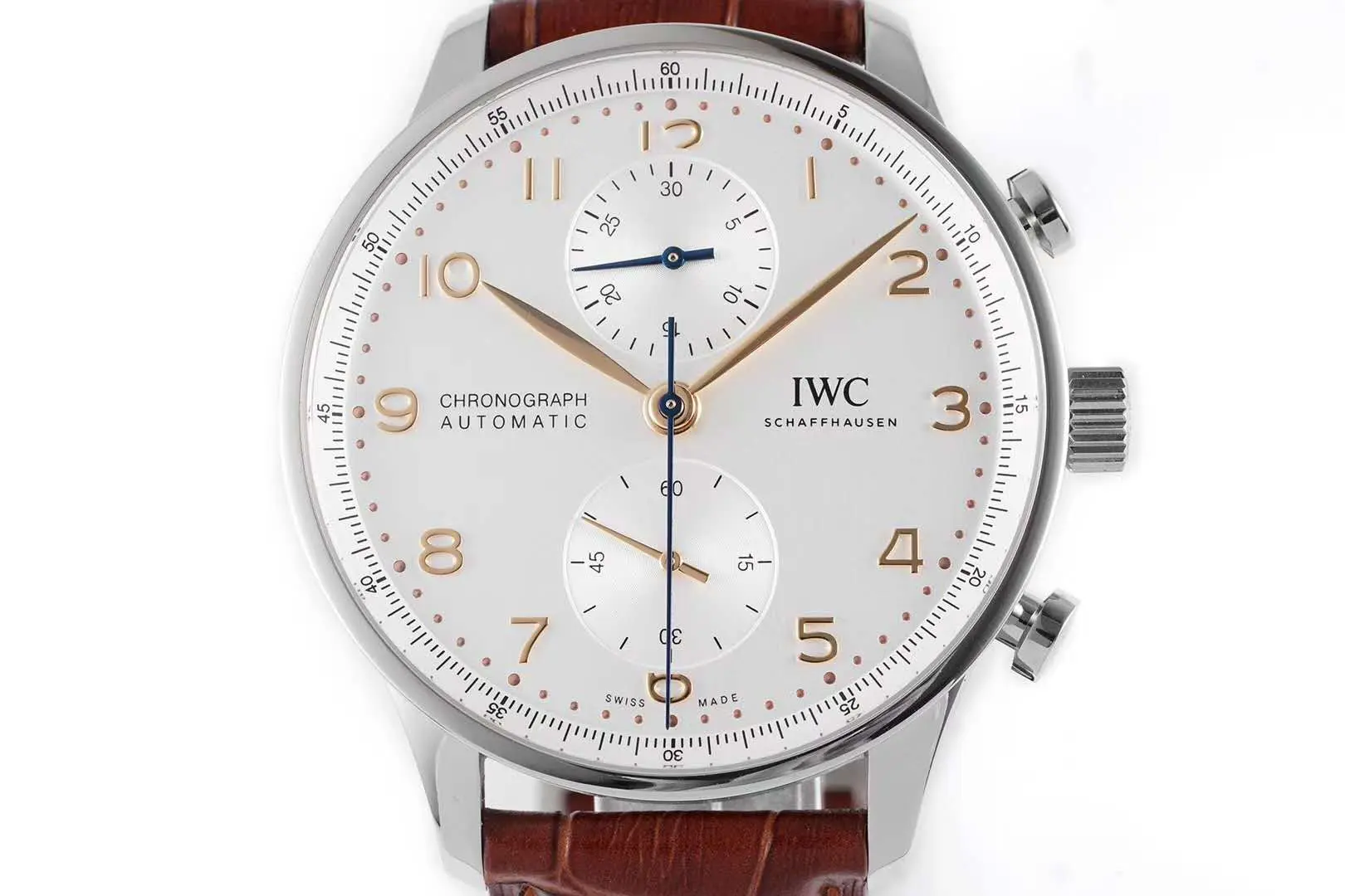 Portugieser Chronograph IW371611 weißes Zifferblatt in Stahl – Bild 4