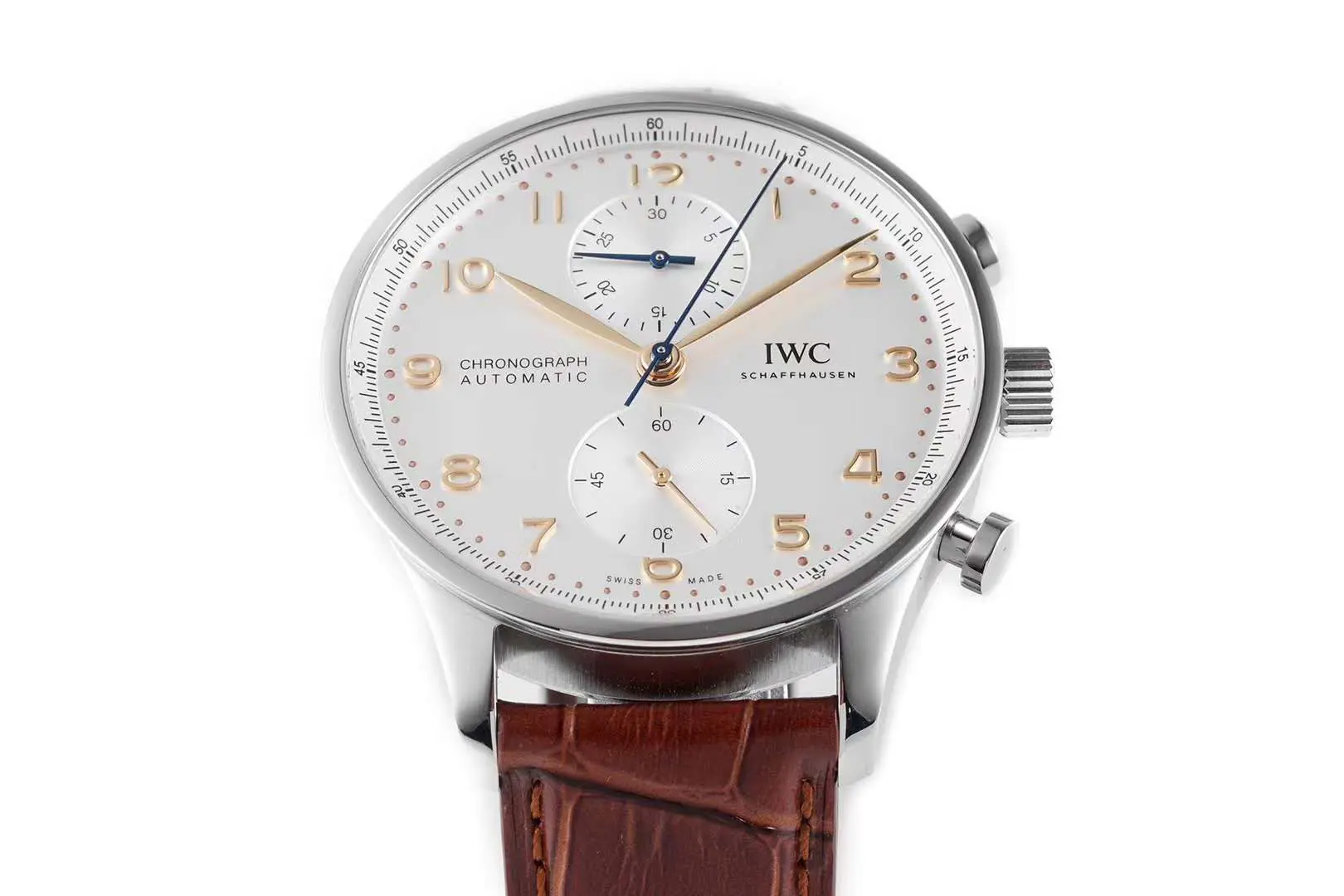 Portugieser Chronograph IW371611 weißes Zifferblatt in Stahl – Bild 5