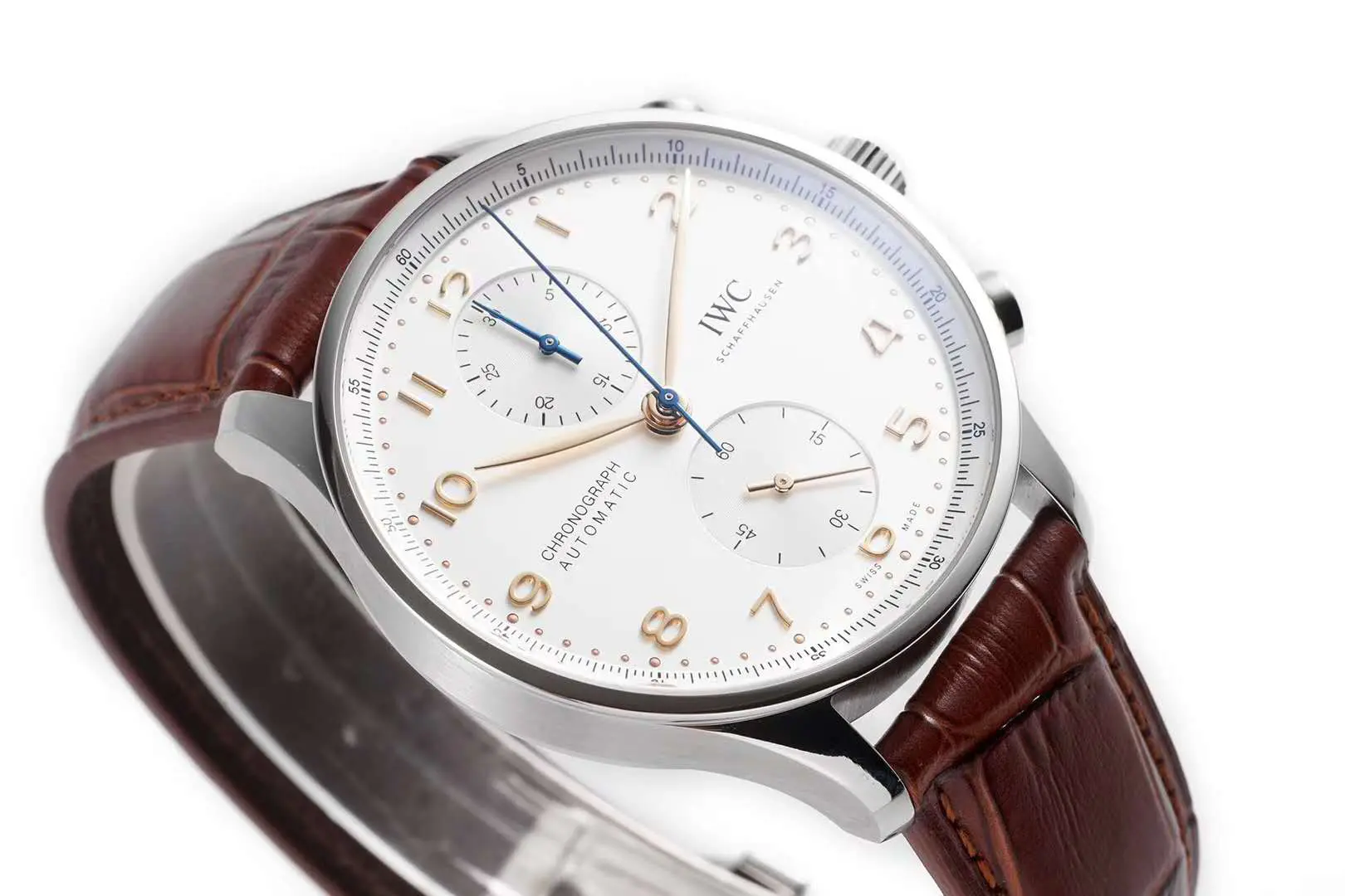 Portugieser Chronograph IW371611 weißes Zifferblatt in Stahl – Bild 9