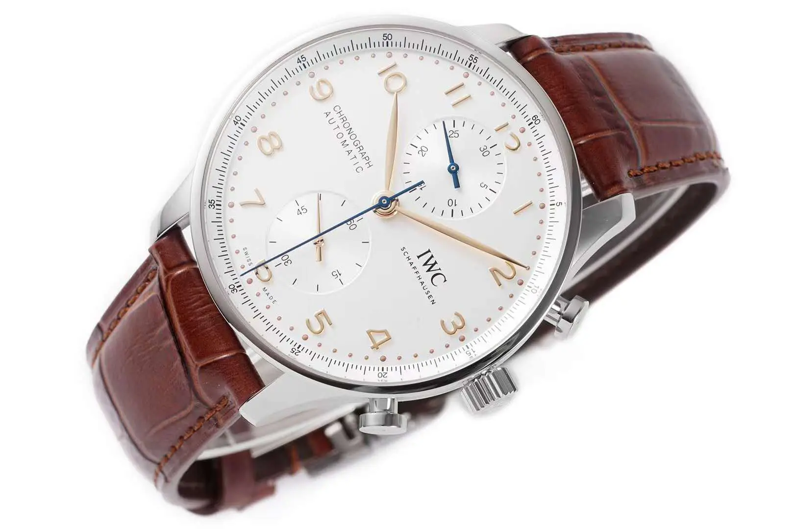 Portugieser Chronograph IW371611 weißes Zifferblatt in Stahl – Bild 2