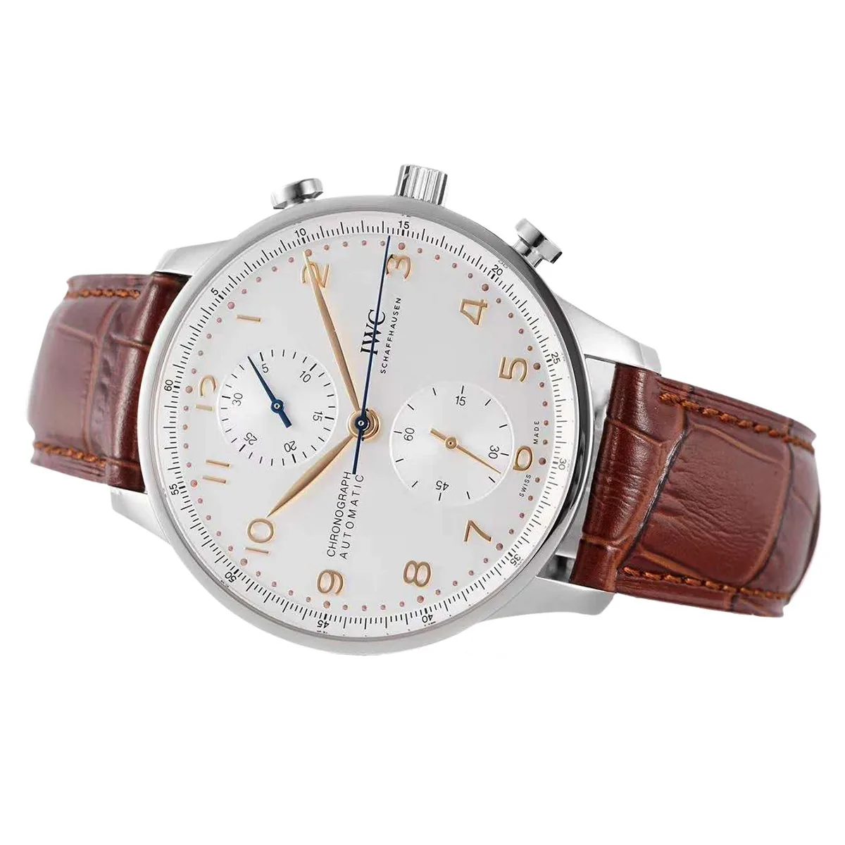 Portugieser Chronograph IW371611 weißes Zifferblatt in Stahl – Bild 3