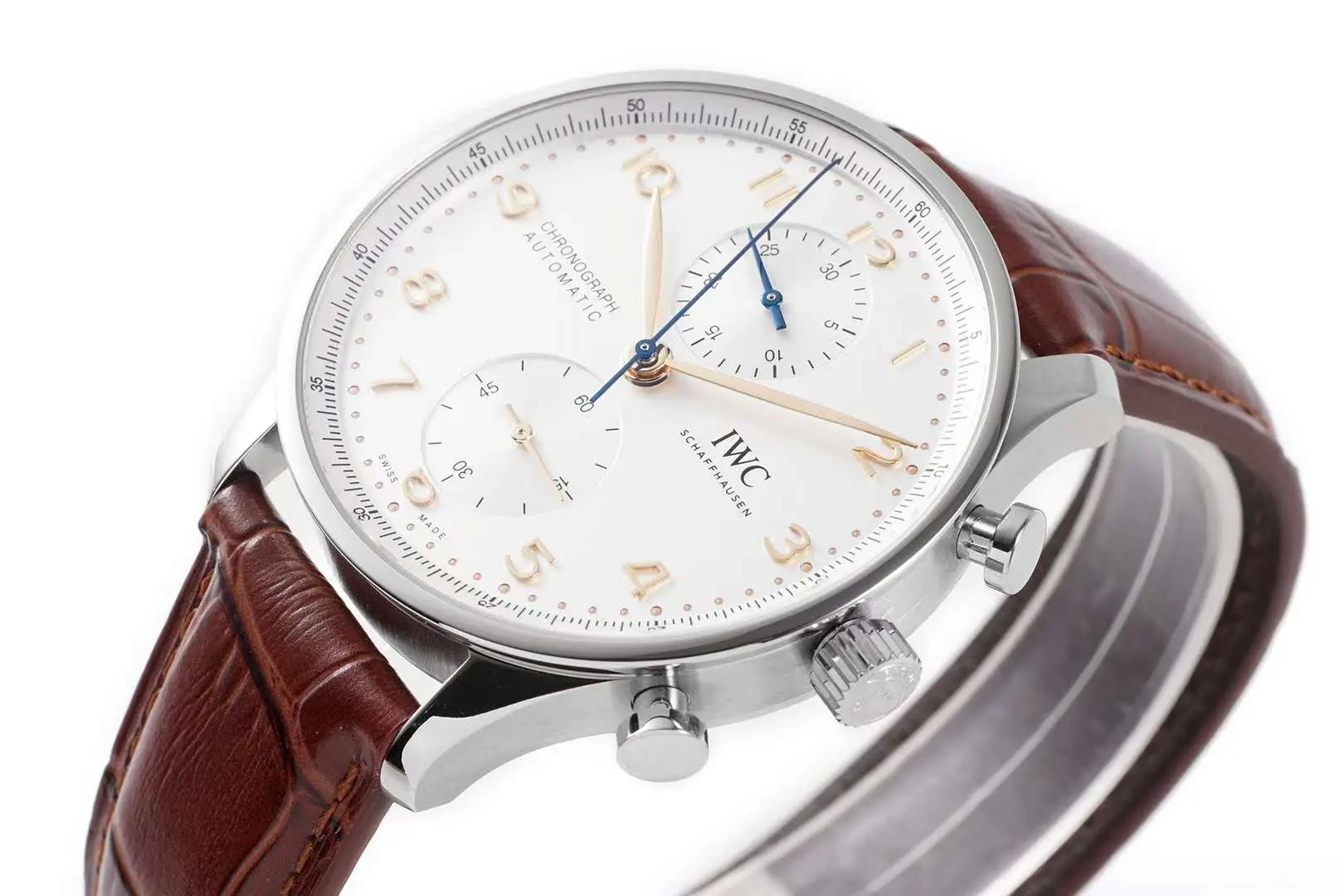 Portugieser Chronograph IW371611 weißes Zifferblatt in Stahl – Bild 6