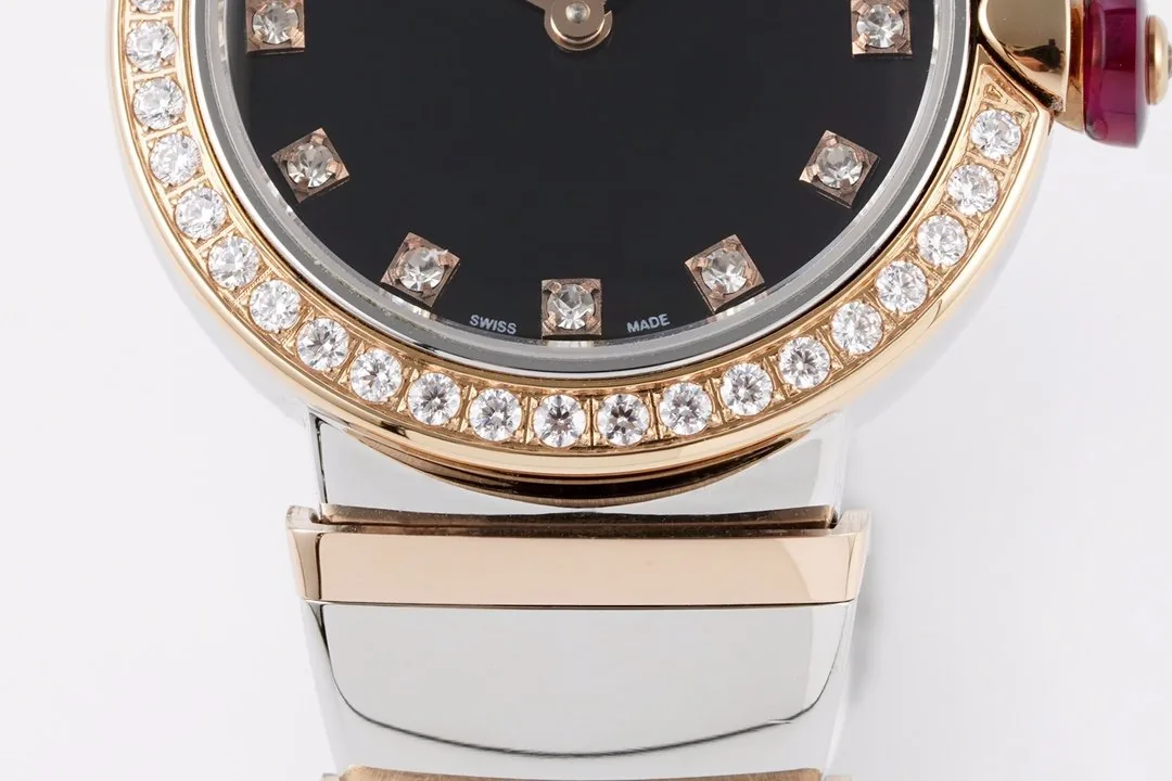 Lvcea quadrante nero in oro rosa/acciaio con lunetta con diamanti - immagine 9