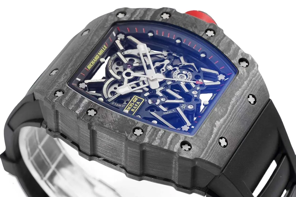 RM 035-02 Rafael Nadal carbone NTPT sur bracelet en caoutchouc noir – Image 5