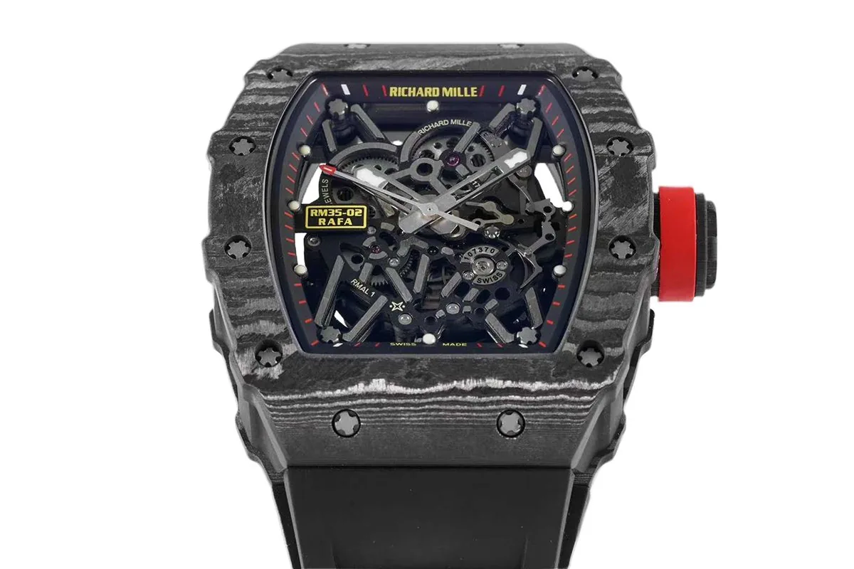 RM 035-02 Rafael Nadal carbone NTPT sur bracelet en caoutchouc noir – Image 6