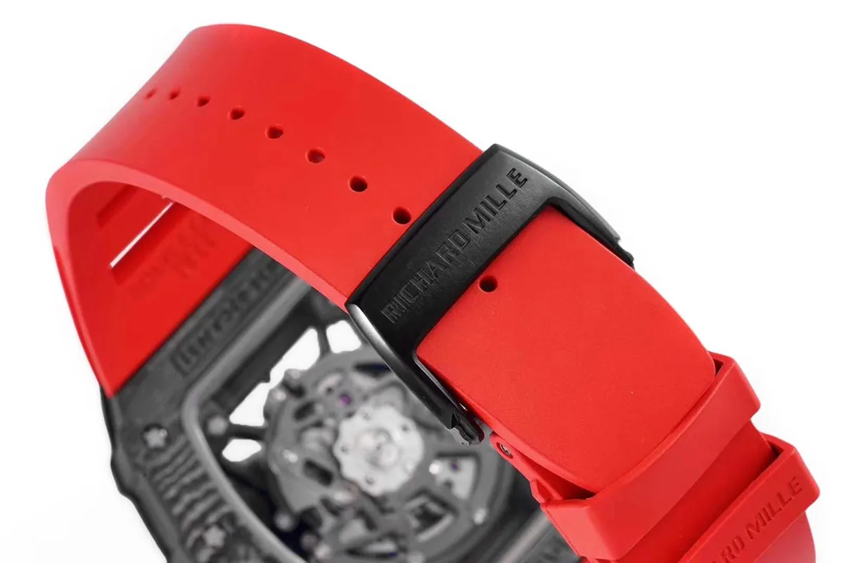 RM 035-02 Rafael Nadal carbone NTPT sur bracelet en caoutchouc rouge – Image 8