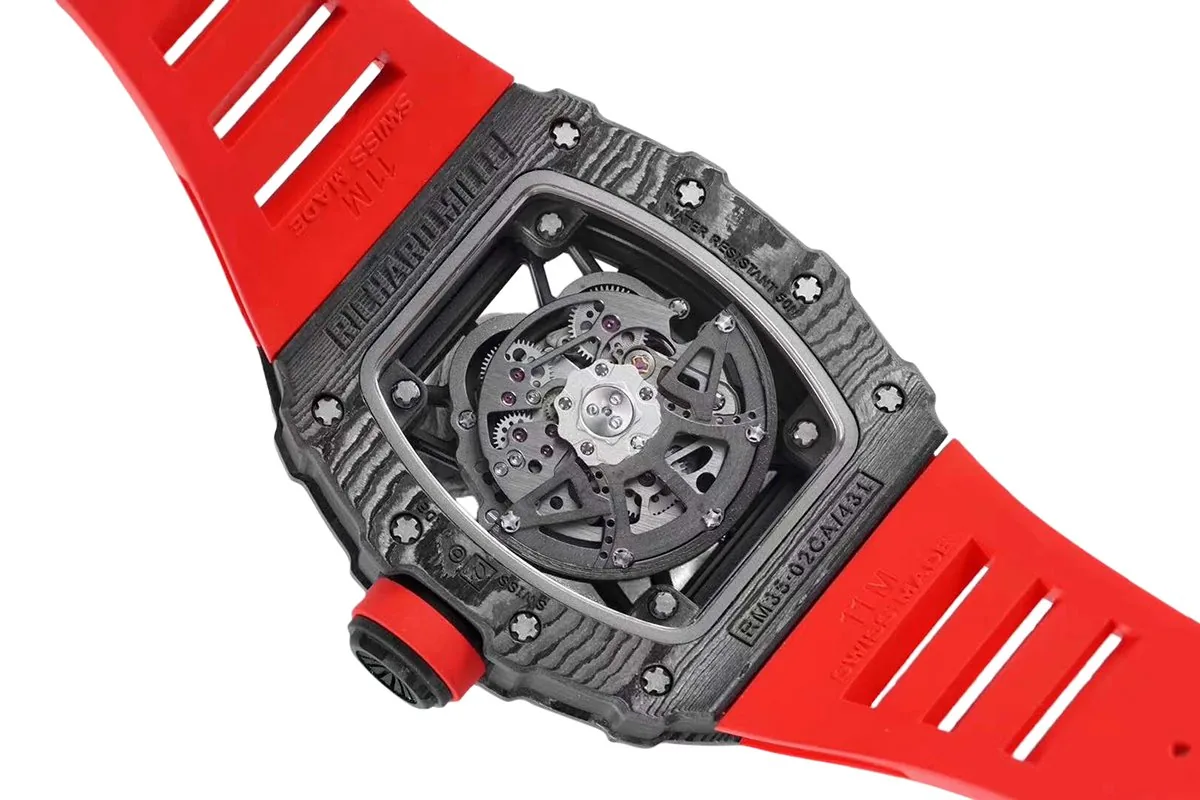 RM 035-02 Rafael Nadal carbone NTPT sur bracelet en caoutchouc rouge – Image 7