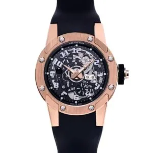 RM063-01 Automatic Winding Dizzy Hands in Rotgold/Titan am schwarzen Kautschukarmband