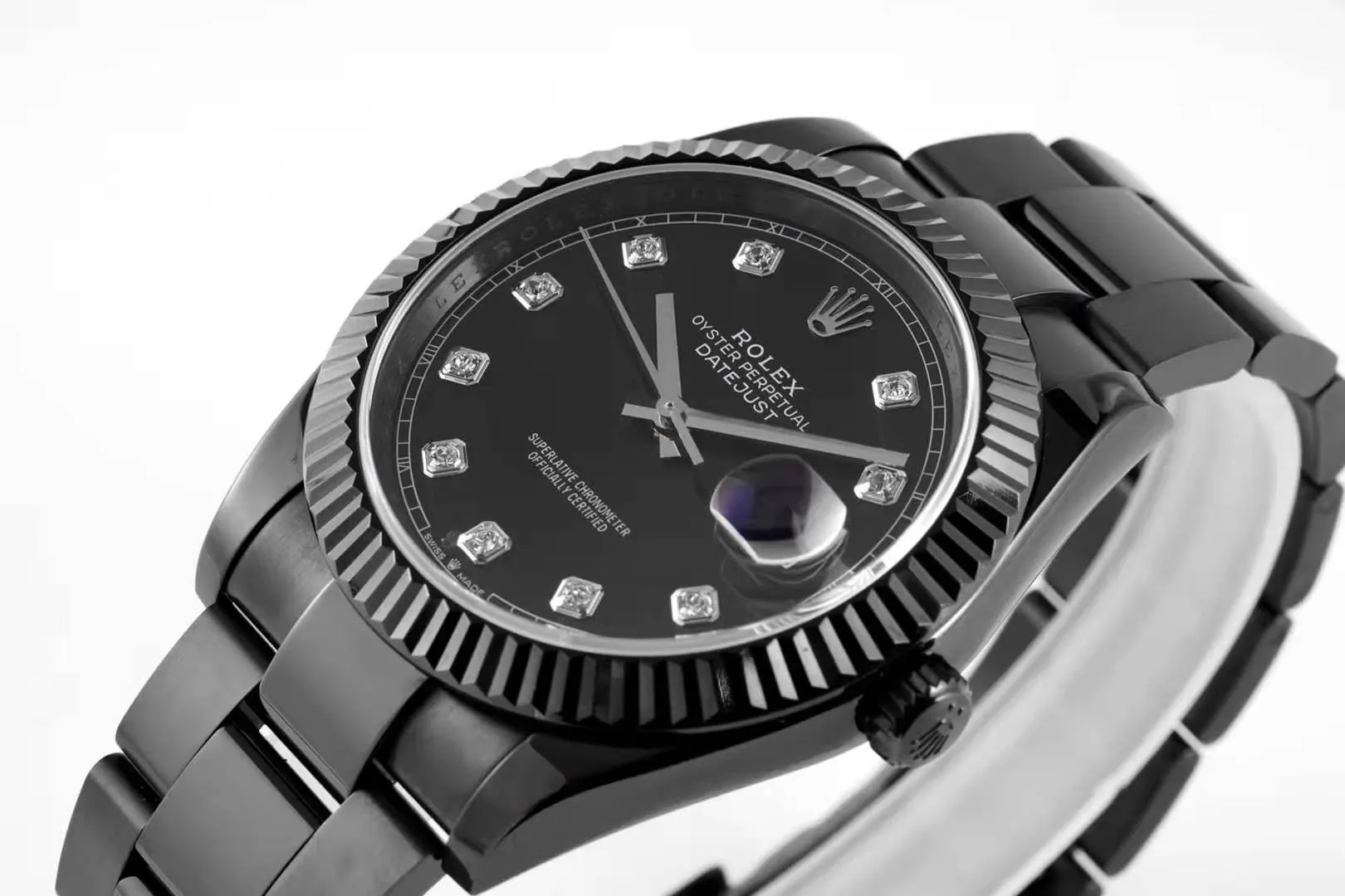 Datejust 41 quadrante nero con indici con diamanti in PVD nero - immagine 4