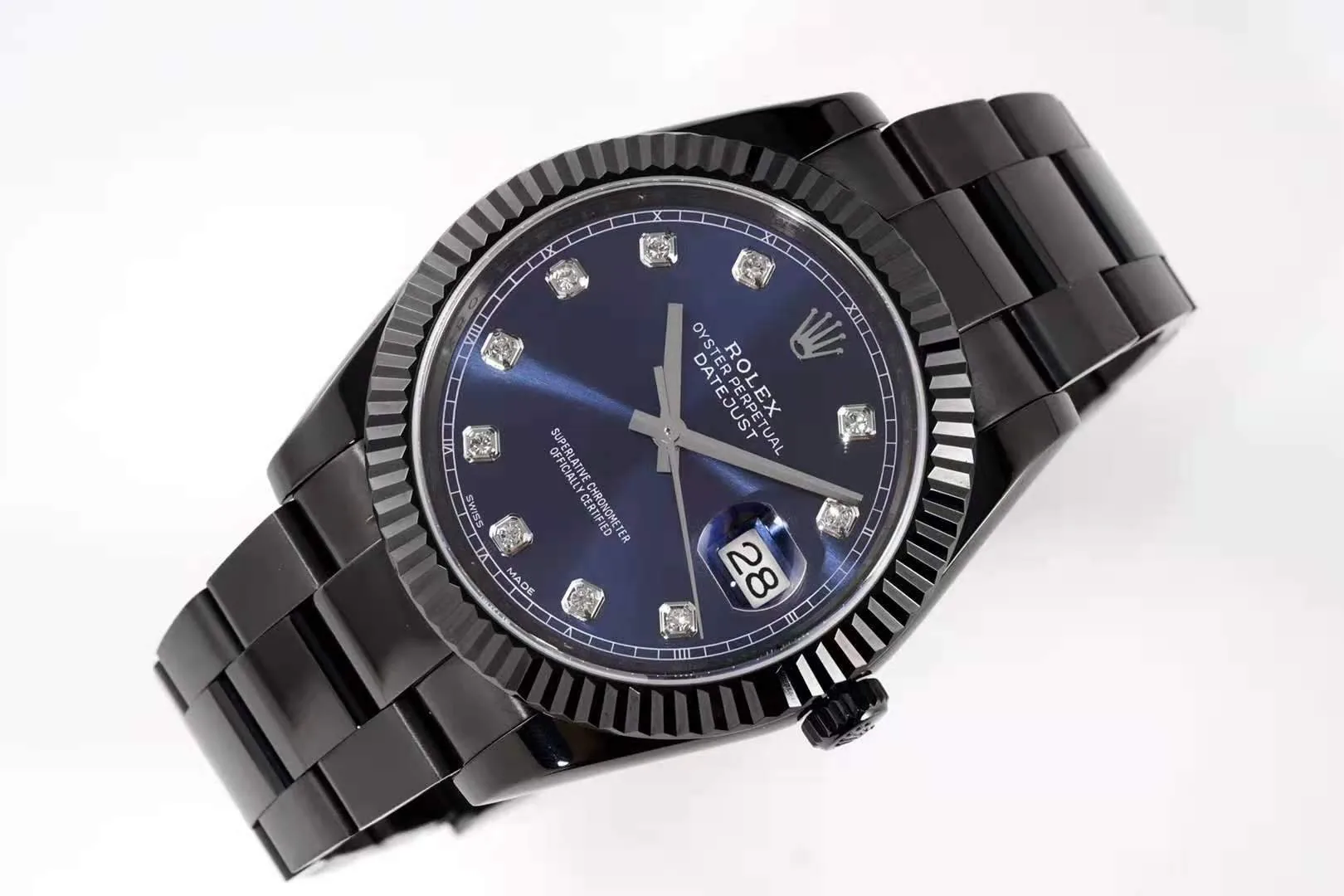 Datejust 41 Blue Dial with Diamond Markers in PVD Black - Image 2