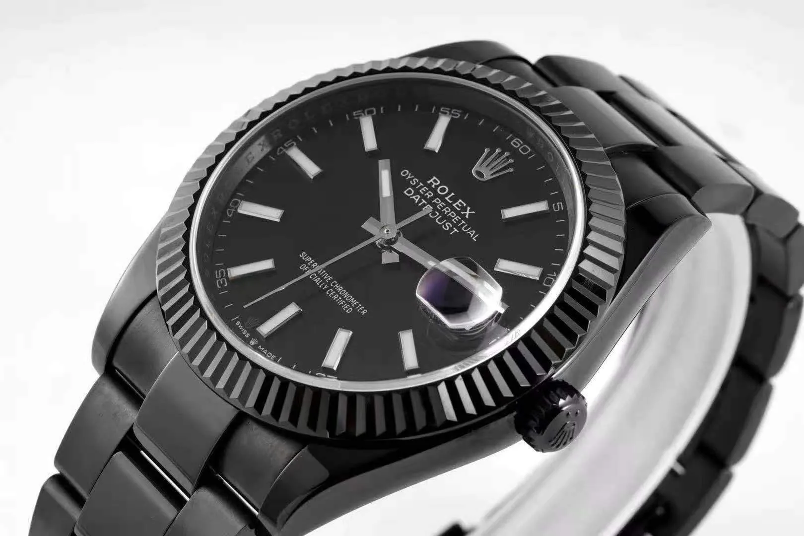 Datejust 41 quadrante nero con indici a bastone in PVD nero - immagine 5