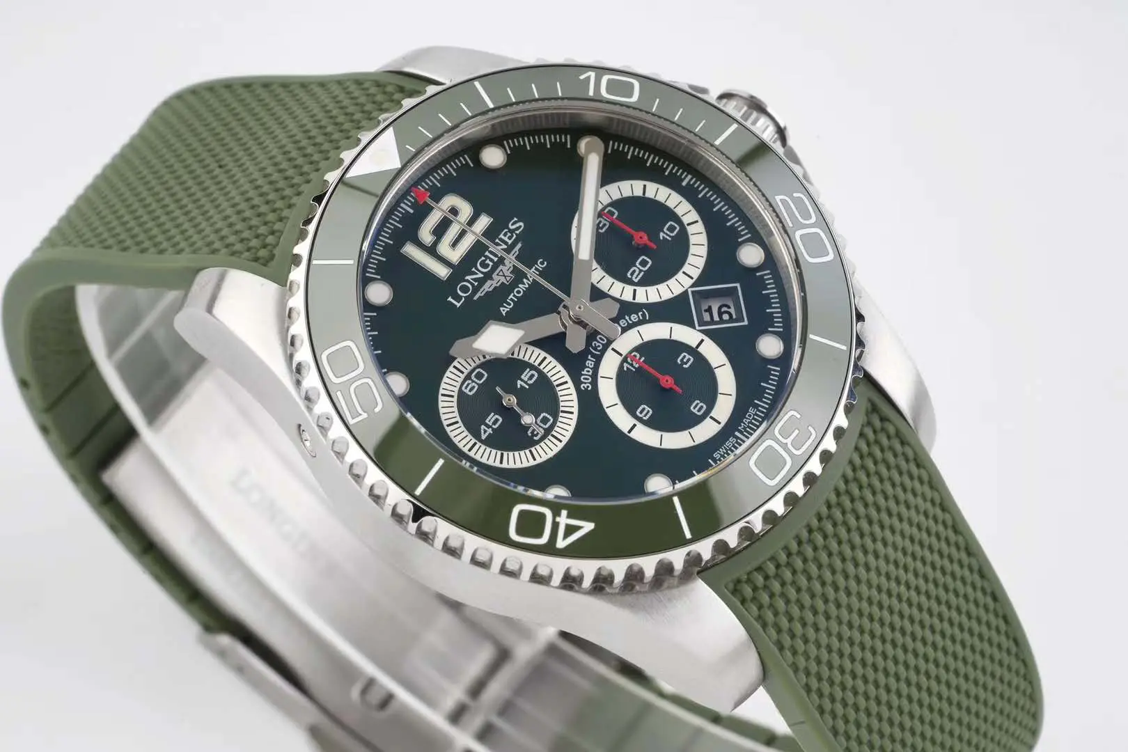 Hydroconquest cadran vert sur bracelet en caoutchouc – Image 5