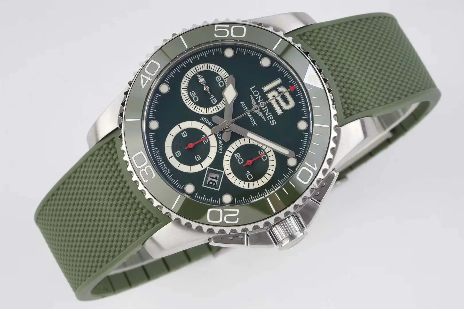 Hydroconquest cadran vert sur bracelet en caoutchouc – Image 2