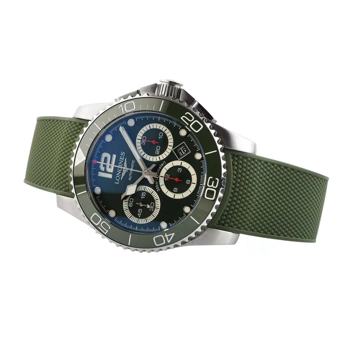 Hydroconquest cadran vert sur bracelet en caoutchouc – Image 4