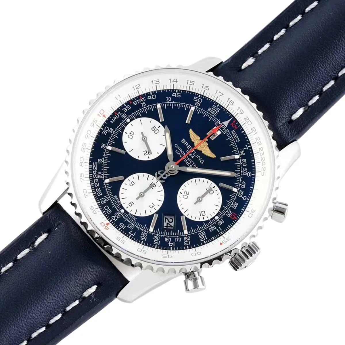 Navitimer 01 Chronograph blaues Zifferblatt in Stahl – Bild 2