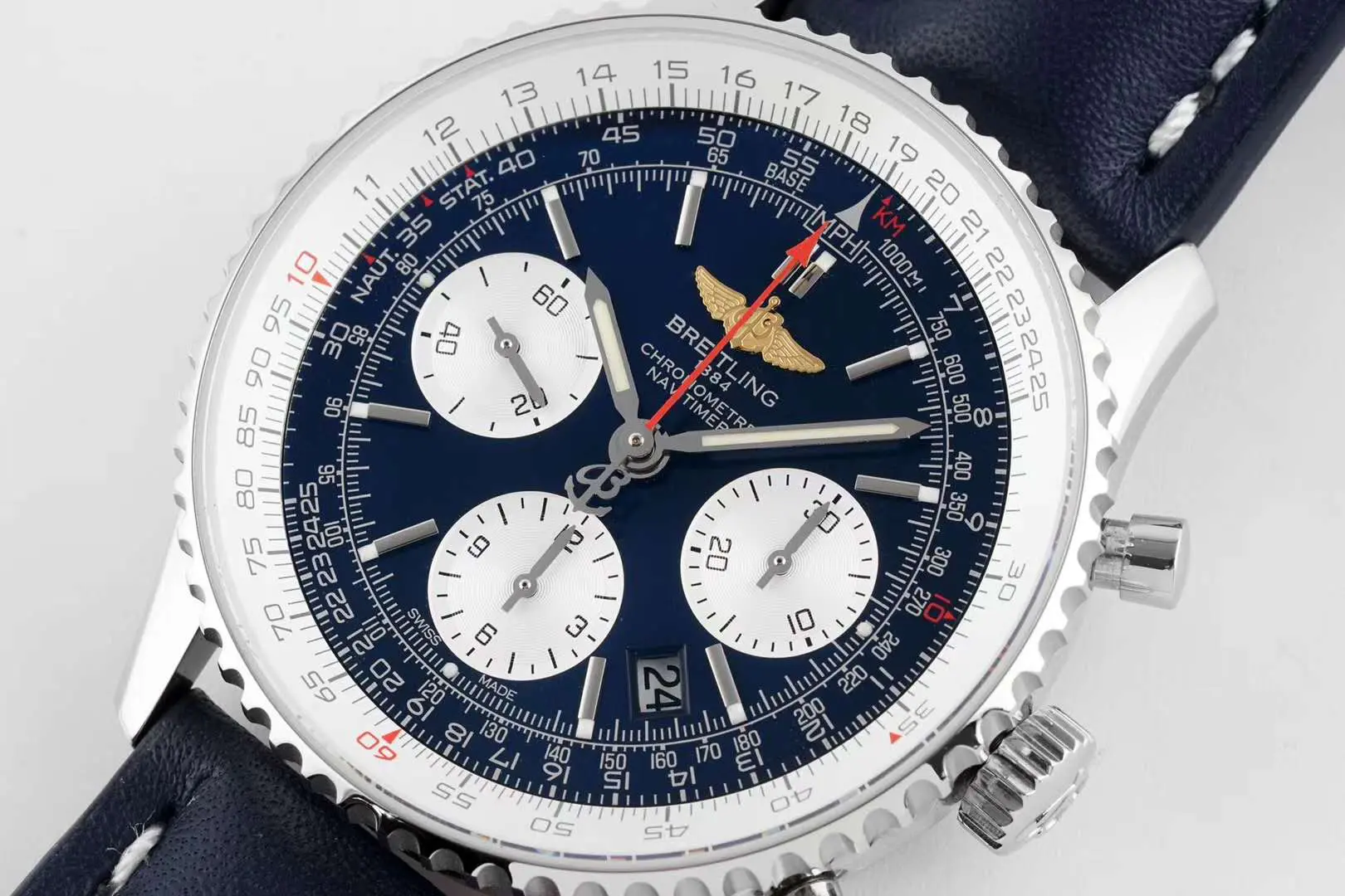 Navitimer 01 Chronograph blaues Zifferblatt in Stahl – Bild 3