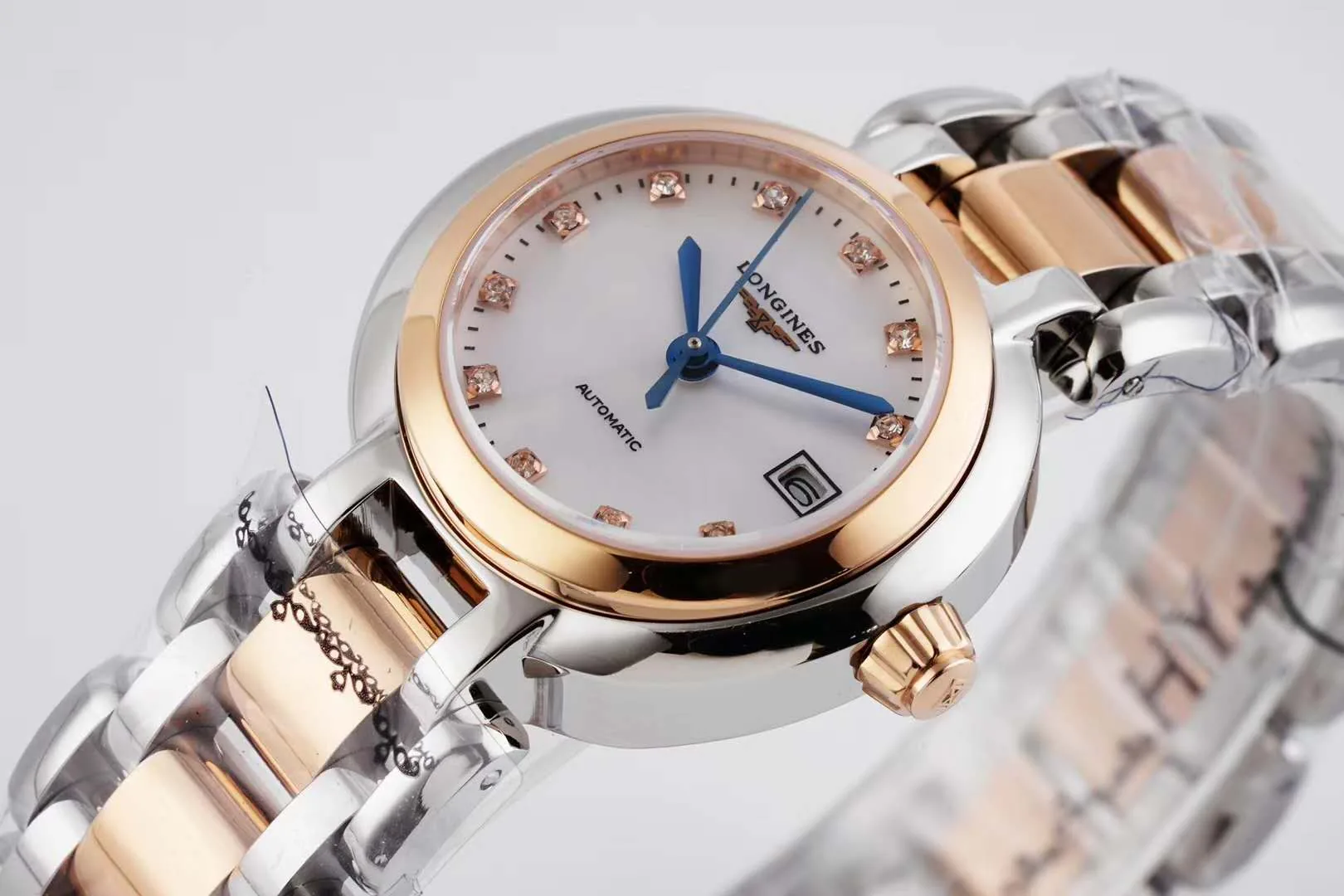 Primaluna MOP White Dial with Diamond Markers in Rose Gold - Image 2