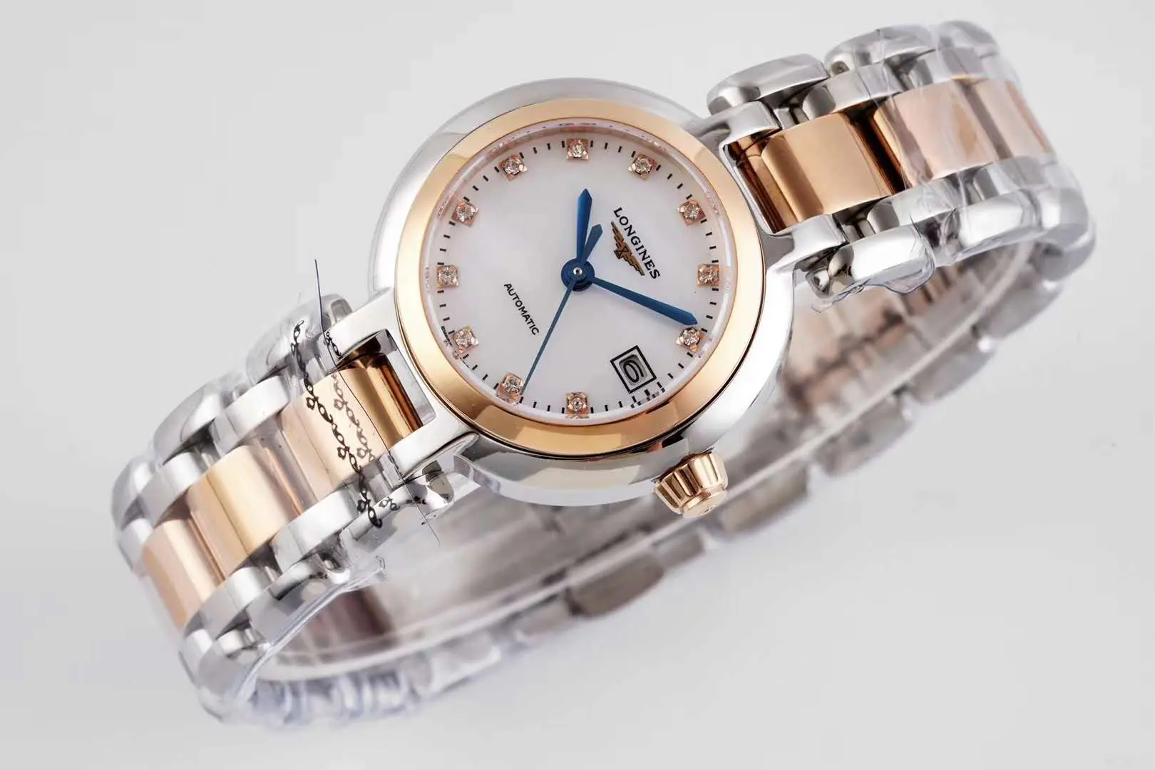 Primaluna MOP White Dial with Diamond Markers in Rose Gold - Image 3