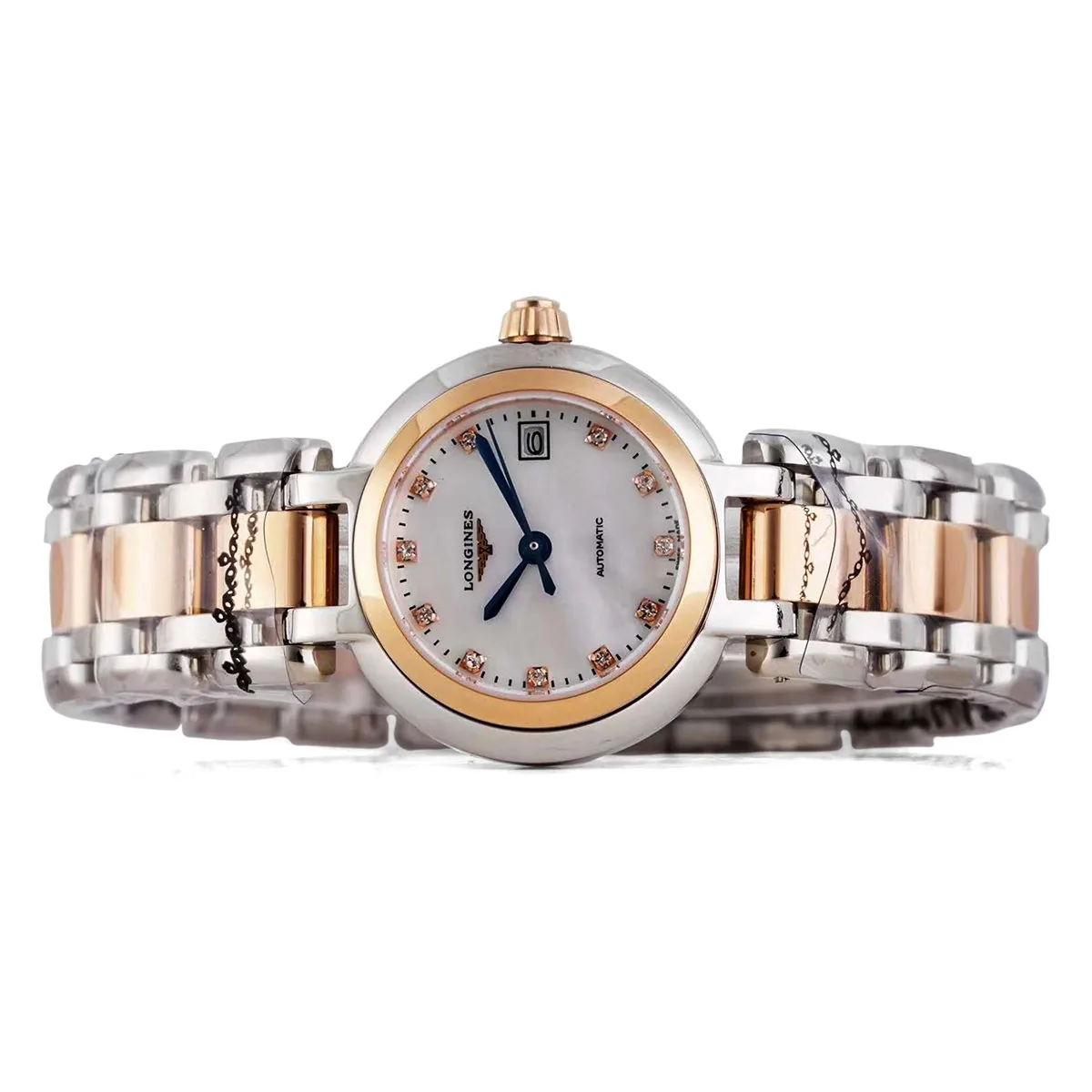Primaluna MOP White Dial with Diamond Markers in Rose Gold - Image 4
