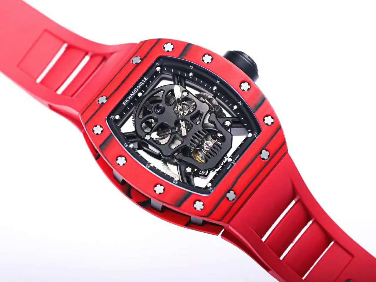 RM 052-01 Tourbillon Black Skull en carbono NTPT rojo - Imagen 4