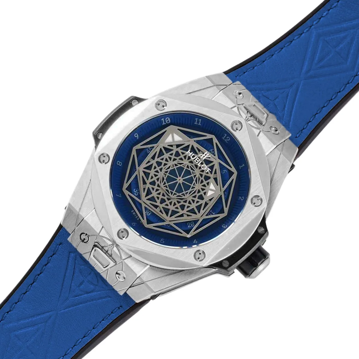Big Bang Unico Sang Bleu in acciaio su cinturino in pelle blu - immagine 4