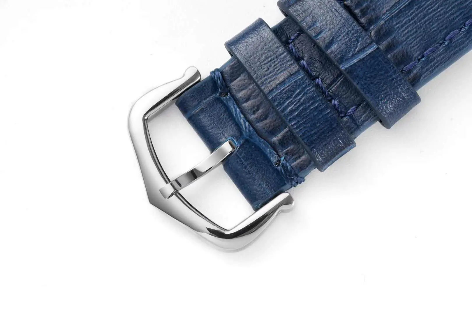 Santos-Dumont weißes Zifferblatt in Stahl am blauen Lederarmband – Bild 9