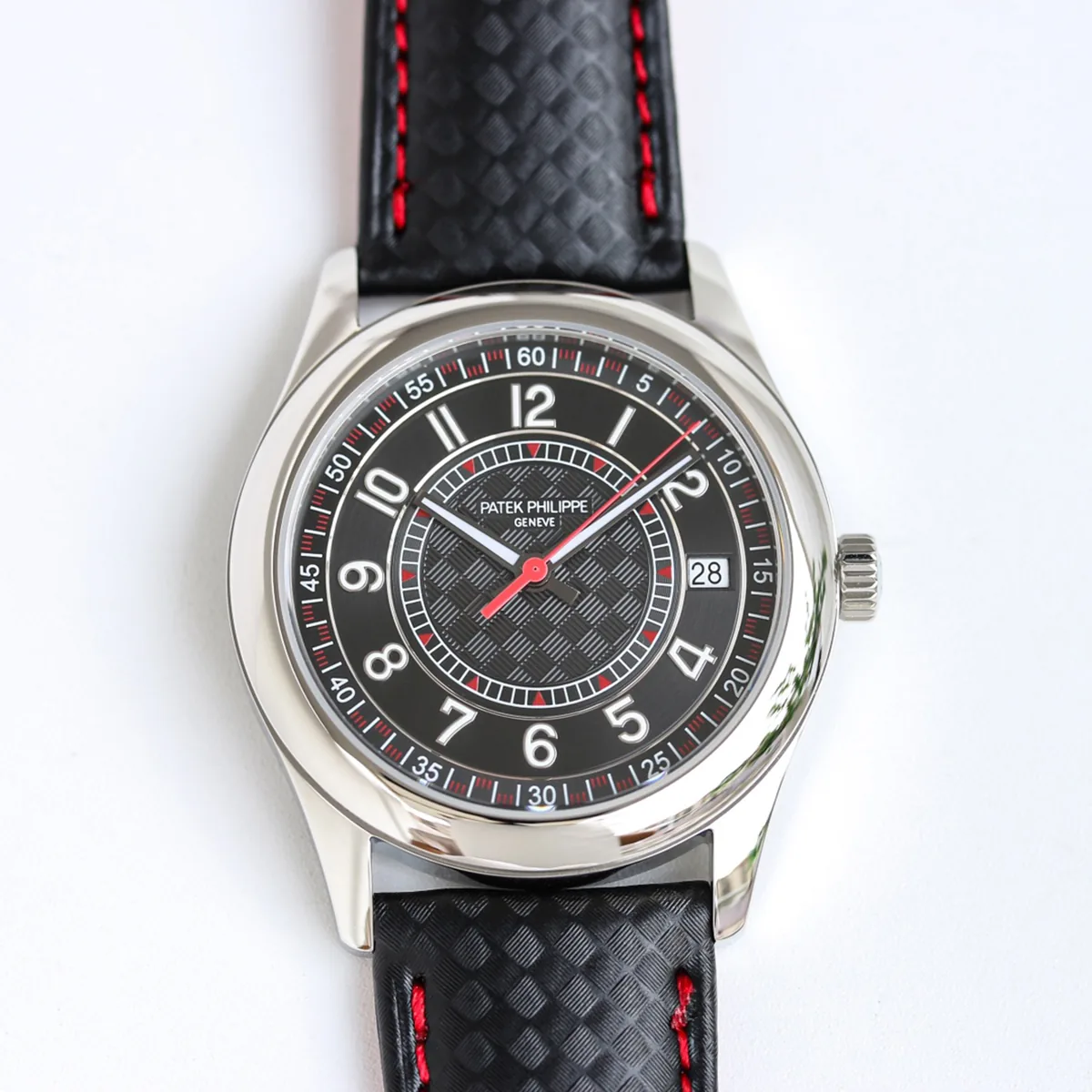 Calatrava 6007G-001 quadrante nero rosso in oro bianco
