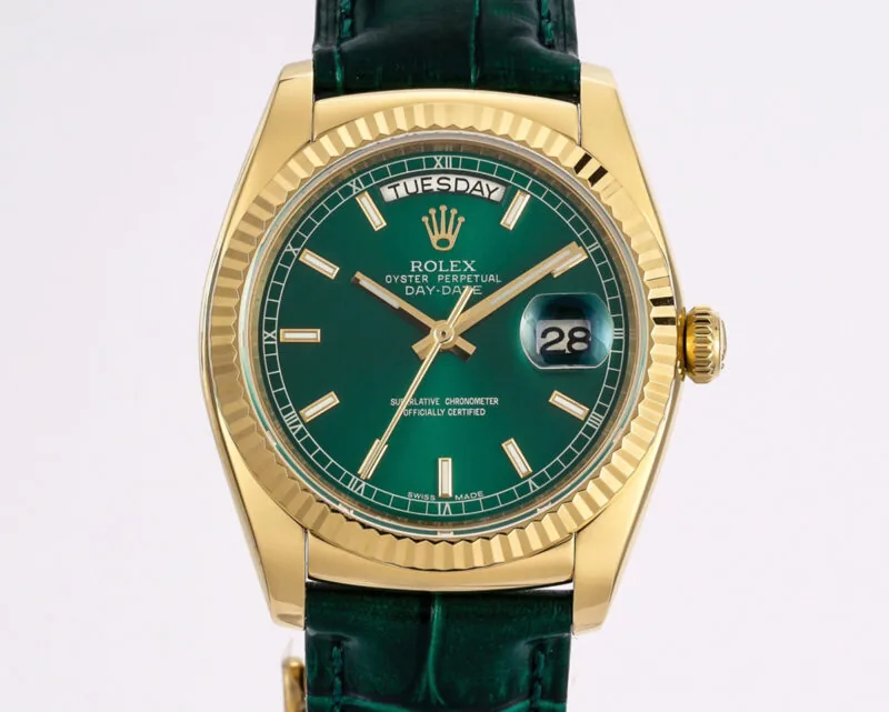 Day-Date 40 White Dial in Yellow Gold on Leather Strap - Image 2