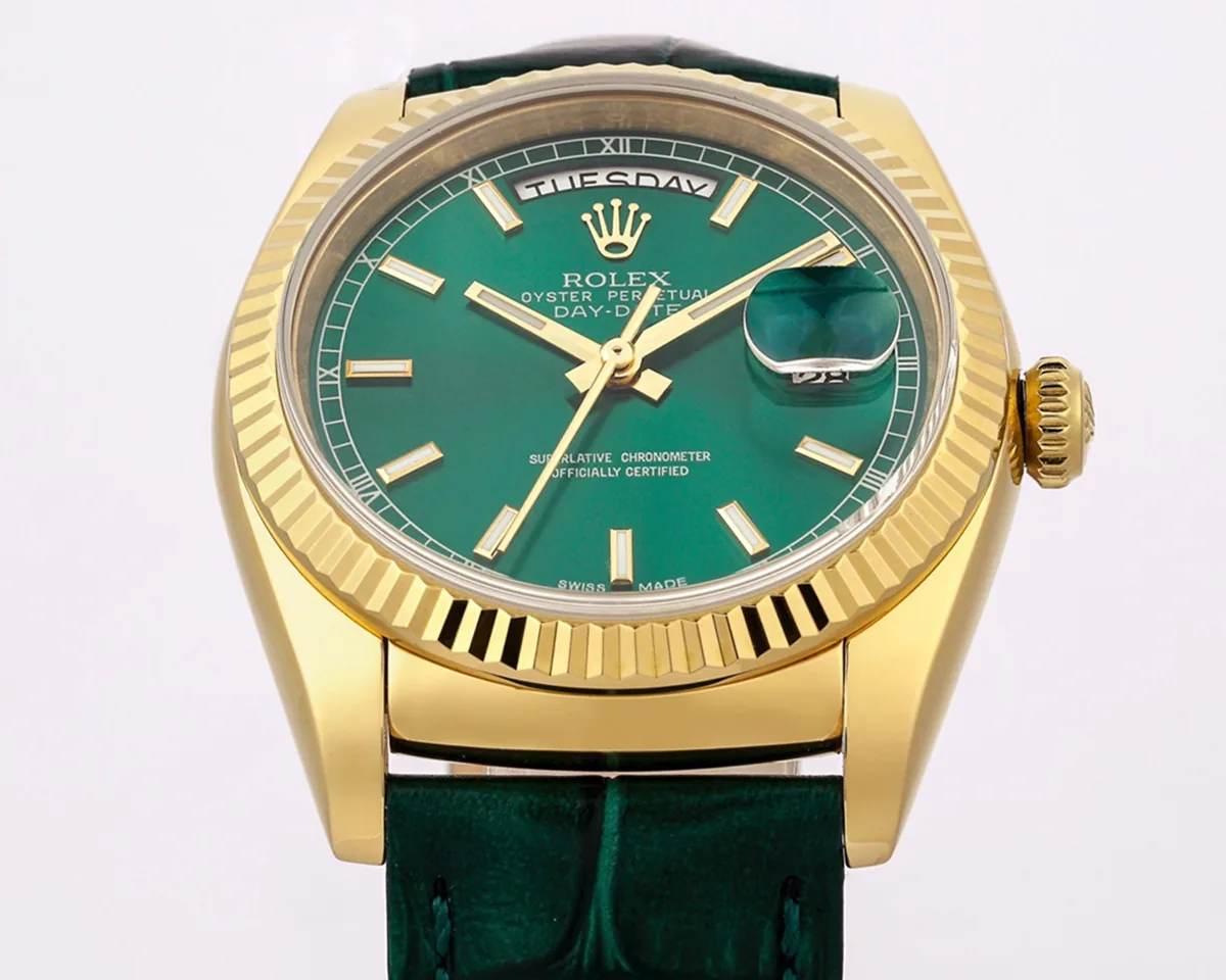 Day-Date 40 White Dial in Yellow Gold on Leather Strap - Image 3