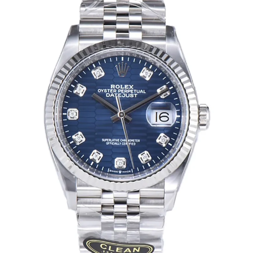 Datejust 36 126234 Blue Motif Dial with Diamond Marker in Steel in Jubilee Bracelet
