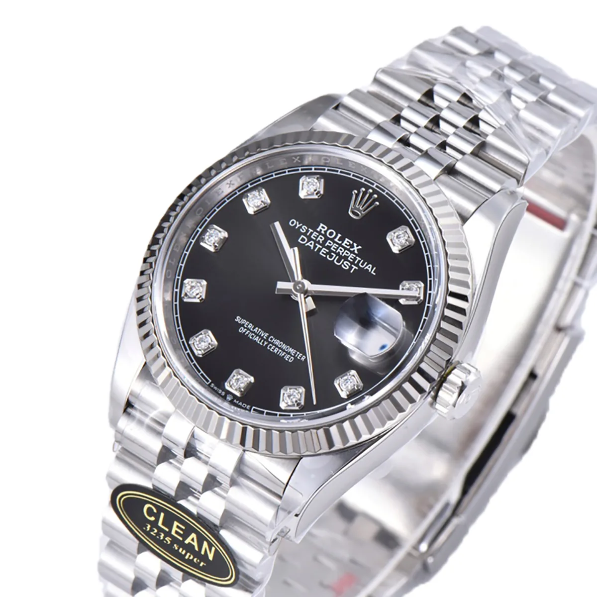 Datejust 36 126234 quadrante nero brillante con indici con diamanti in acciaio su bracciale Jubilee - immagine 2