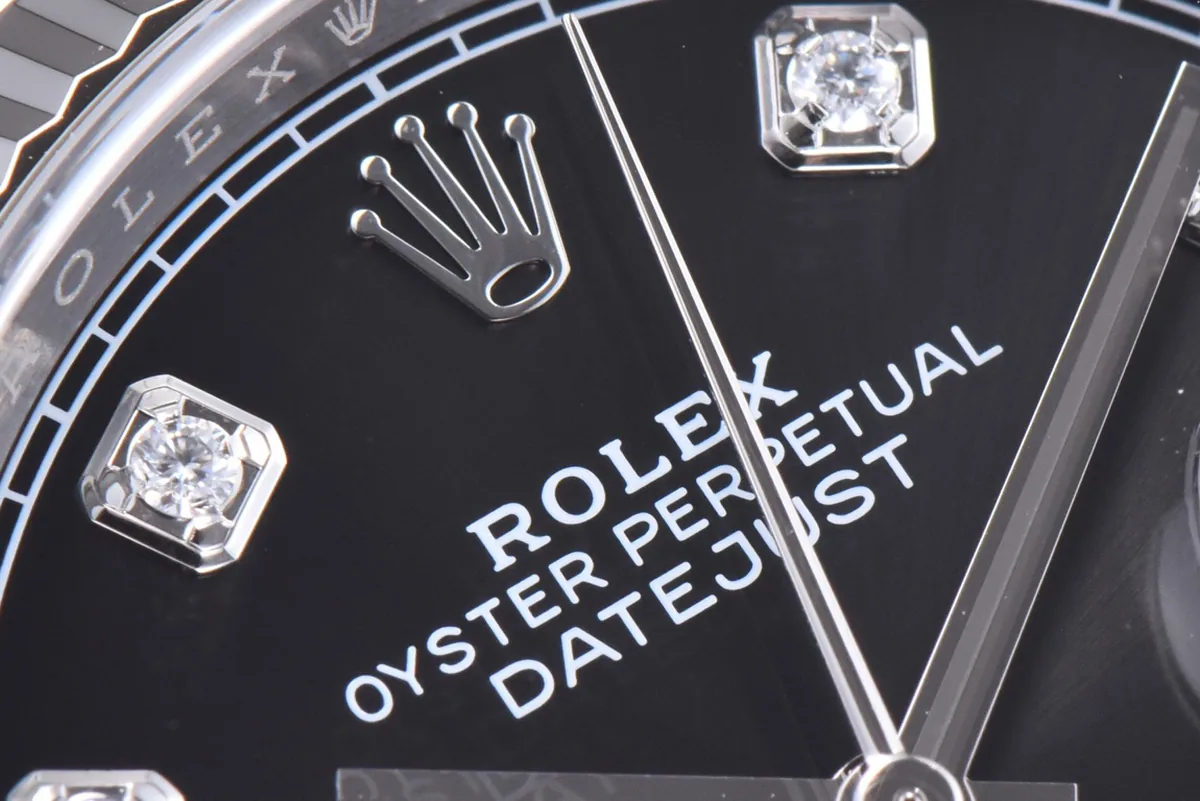 Datejust 36 126234 quadrante nero brillante con indici con diamanti in acciaio su bracciale Jubilee - immagine 3