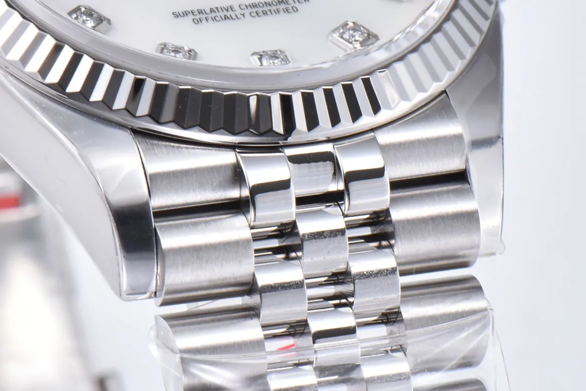 Datejust 36 126234 weißes MOP-Zifferblatt mit Diamantindizes in Stahl am Jubilé-Armband – Bild 8