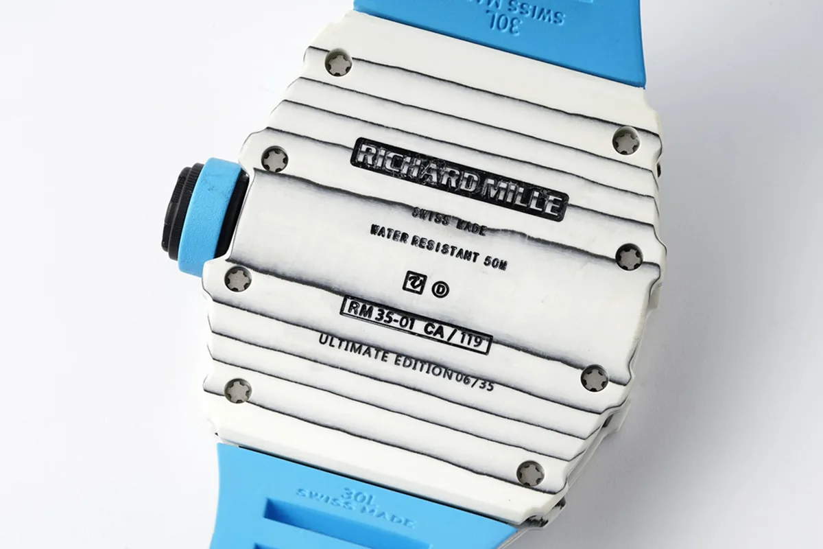 RM 035-01 Rafael Nadal NTPT bianco su cinturino in gomma blu (Sonic) - immagine 8