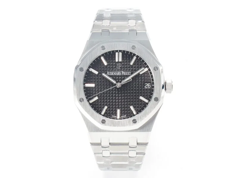 Royal Oak 41mm 15500 SS ZF 1:1 Best Edition esfera negra texturizada con brazalete SS SA4302 Super Clone V3 - Imagen 5