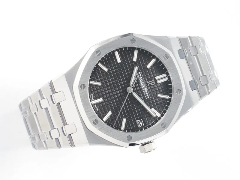 Royal Oak 41mm 15500 SS ZF 1:1 Best Edition esfera negra texturizada con brazalete SS SA4302 Super Clone V3 - Imagen 4