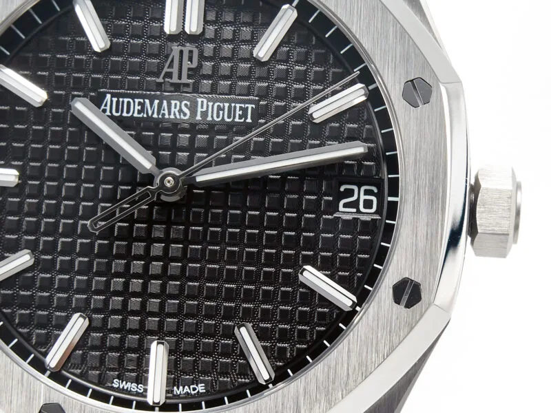Royal Oak 41mm 15500 SS ZF 1:1 Best Edition esfera negra texturizada con brazalete SS SA4302 Super Clone V3 - Imagen 7