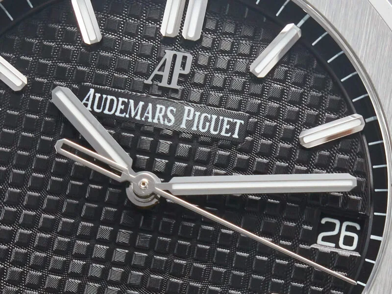 Royal Oak 41mm 15500 SS ZF 1:1 Best Edition esfera negra texturizada con brazalete SS SA4302 Super Clone V3 - Imagen 6