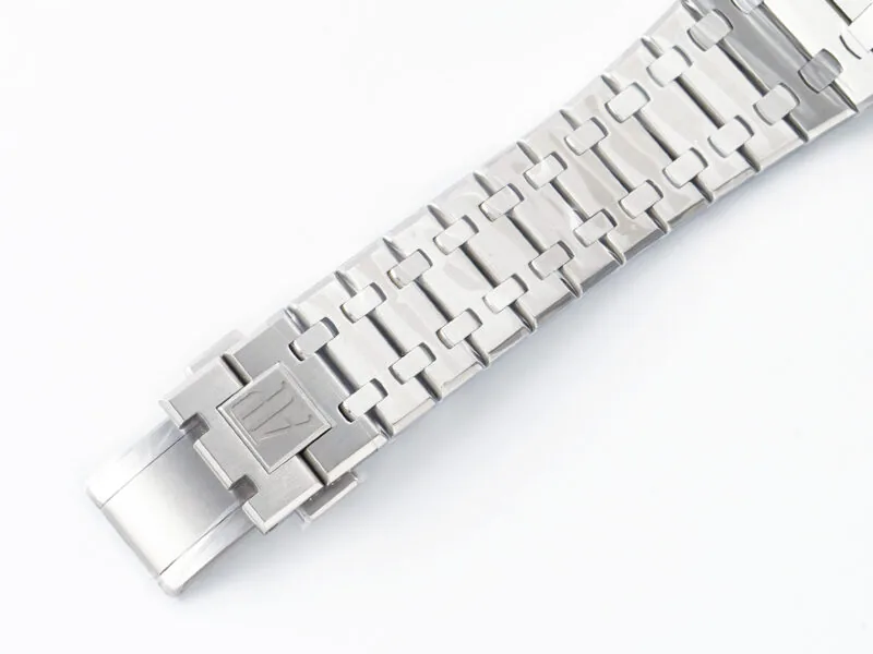 Royal Oak 41mm 15500 SS ZF 1:1 Best Edition esfera negra texturizada con brazalete SS SA4302 Super Clone V3 - Imagen 10
